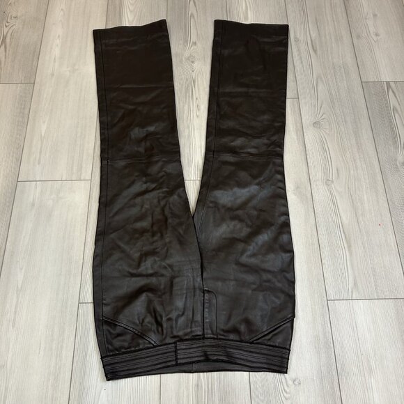 Etcetera Brown Leather Pants Trousers Womens Size 4 Lined - 30” Inseam - Picture 7 of 10